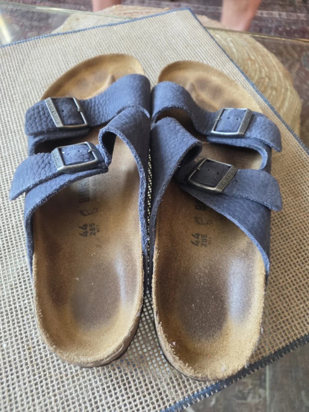 Birkenstock Navy Double Buckle Slide Sandals